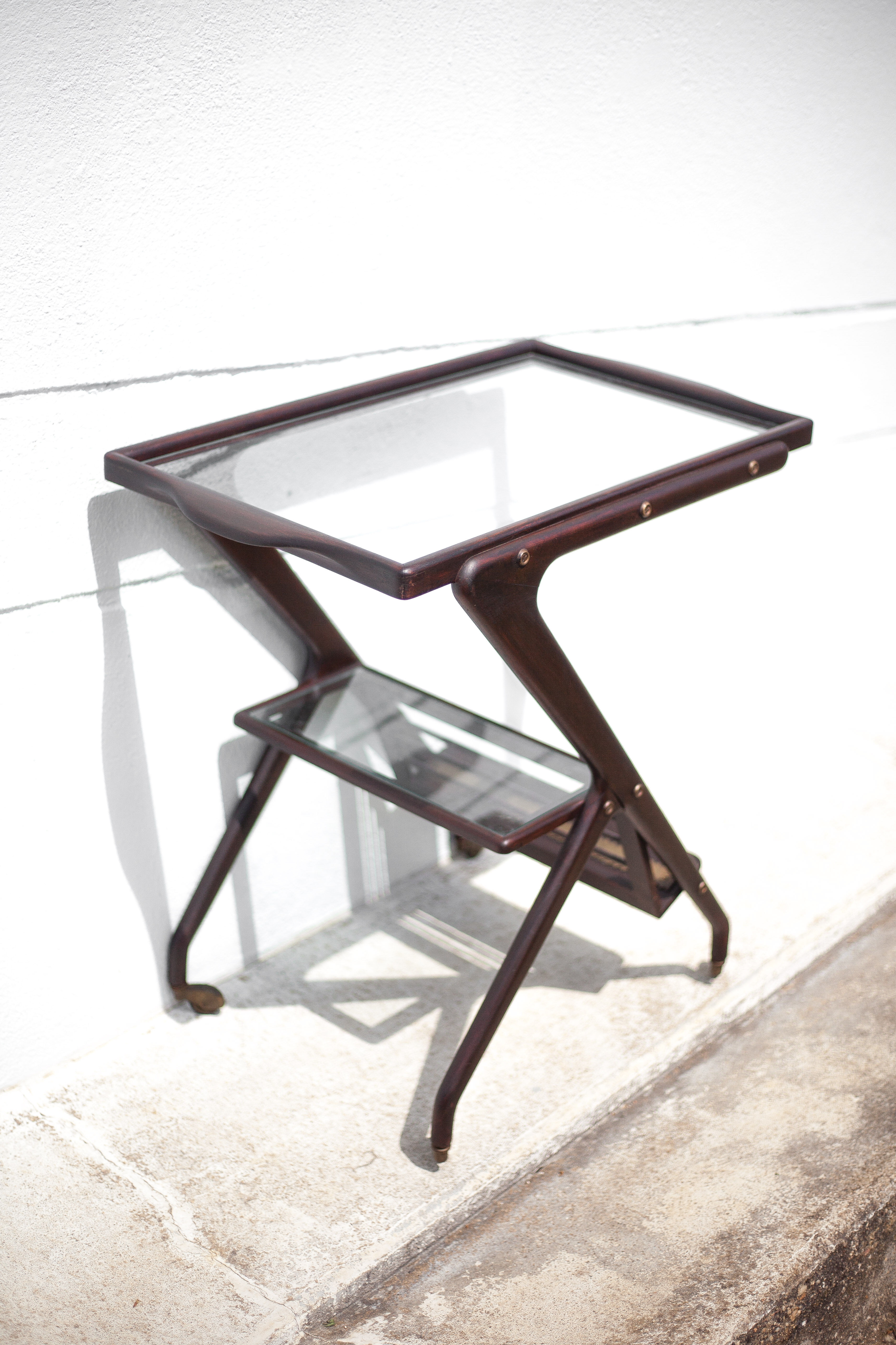 Serving rolling trolley, wood service, 50's