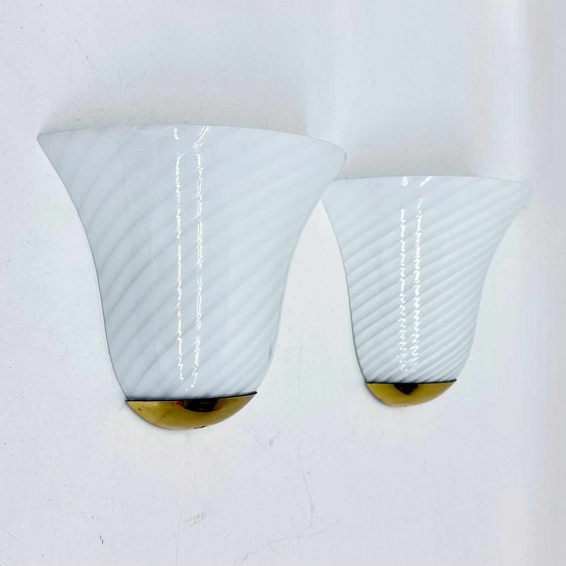 Set of 2 J.T. Kalmar swirl Murano glass wall lamp sconces, 1970s