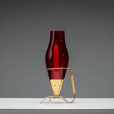 Gunnar Ander candleholder in brass, glass and rattan for Ystad Metall