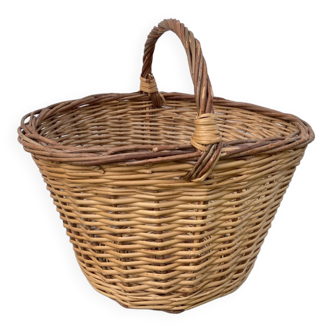 Panier en osier tressé ancien