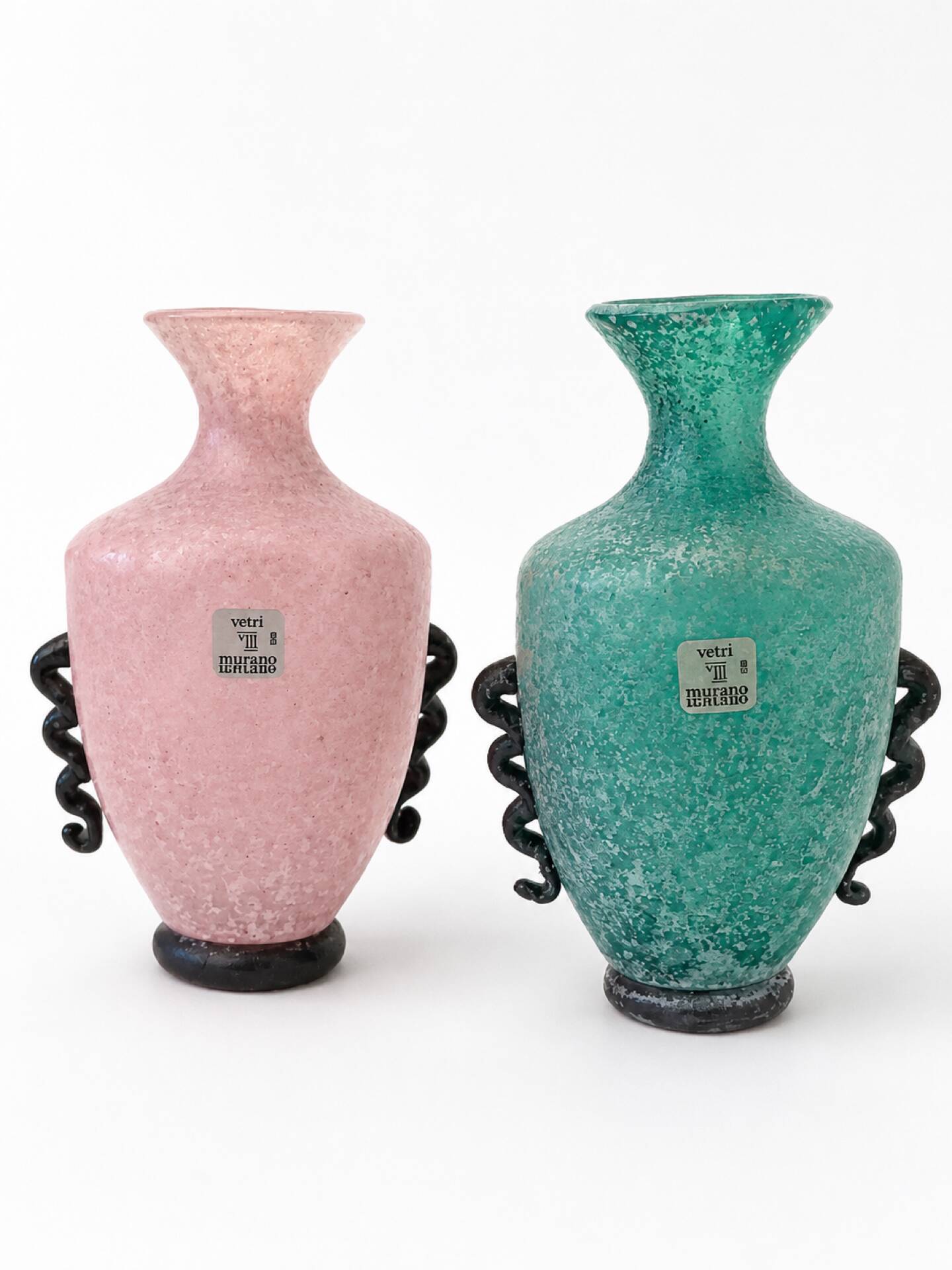 Pair of Murano Scavo amphora vases by Gambaro & Poggi