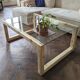 Solid wood table (pine) and glass top