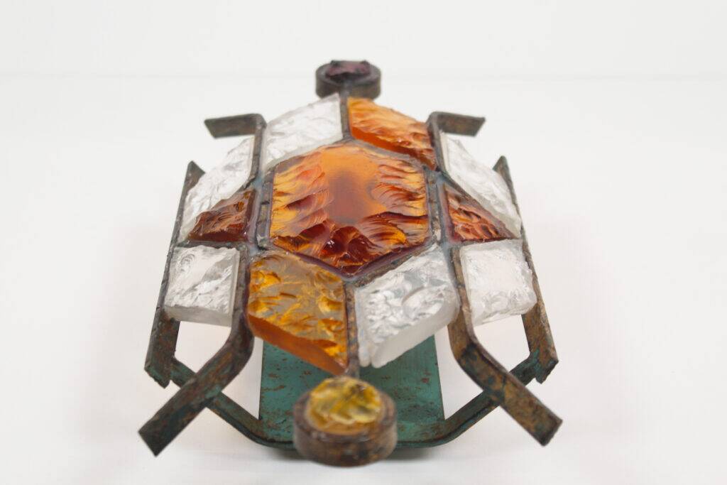 Brutalist glass wall sconce by Longobard, Italy 1960s