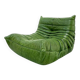 Fauteuil Togo en cuir vert forêt attribué à Michel Ducaroy pour Ligne Roset.
