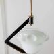 White Murano Glass Ceiling Lamp with Gold Metal Trim – 1980s Italian Vintage Triangular Chandelier