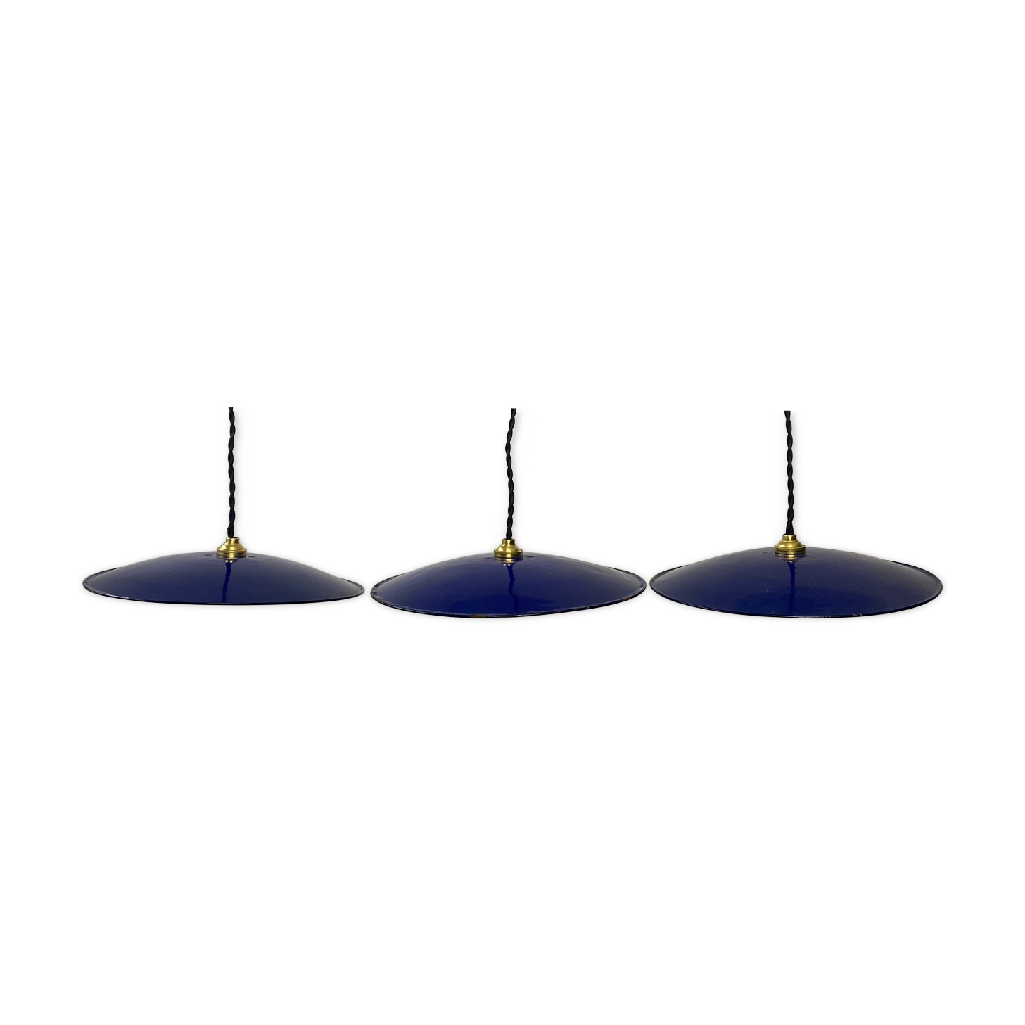 Lot 3 suspensions flat emaillees 28 cm