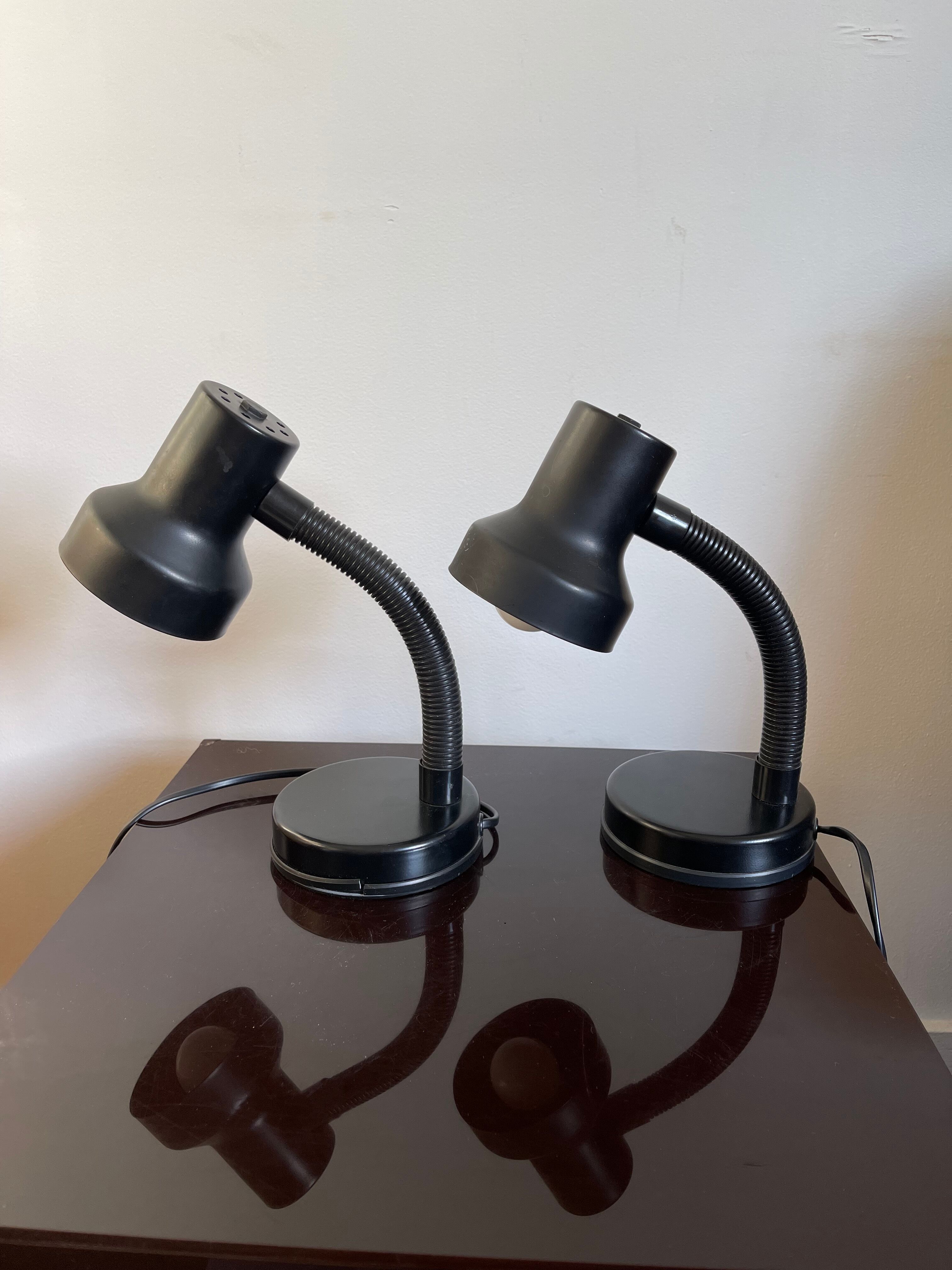 Pair of black Italian bedside lamps