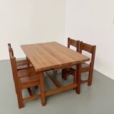 Set of table and 4 chairs, 60s mountain furniture