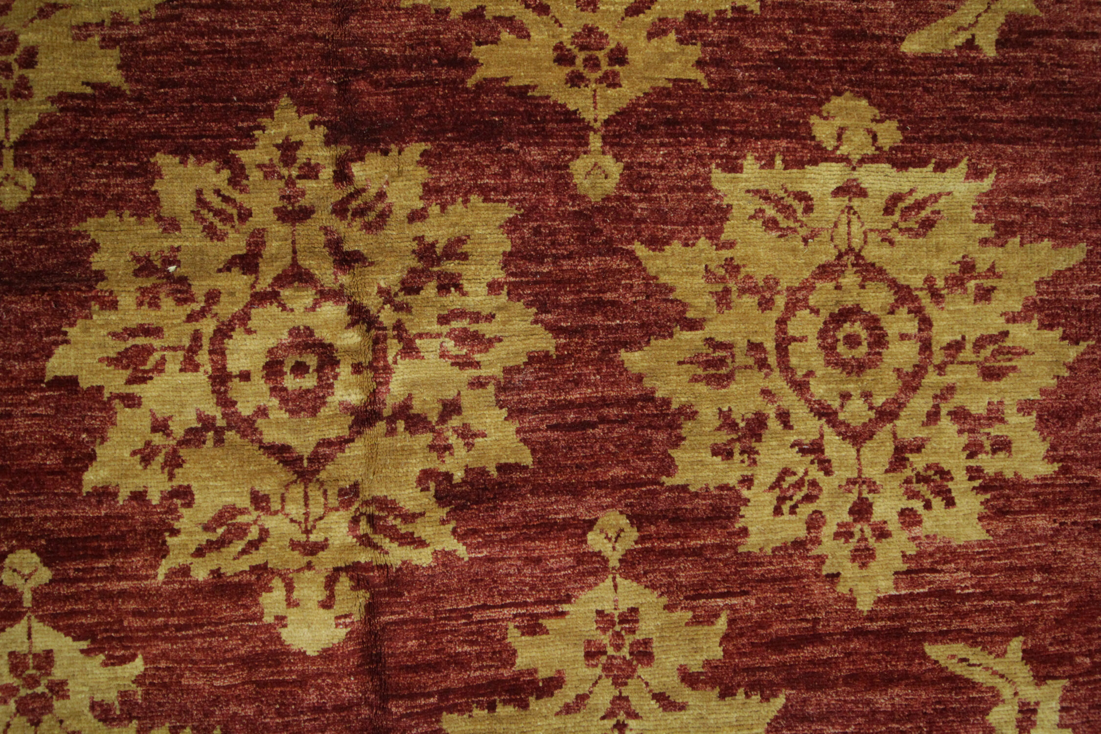 Modern deep red wool rug, classic handwoven carpet- 143x205cm