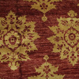 Modern deep red wool rug, classic handwoven carpet- 143x205cm