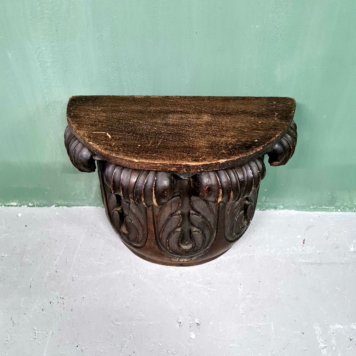 Antique Oak Half Column Console