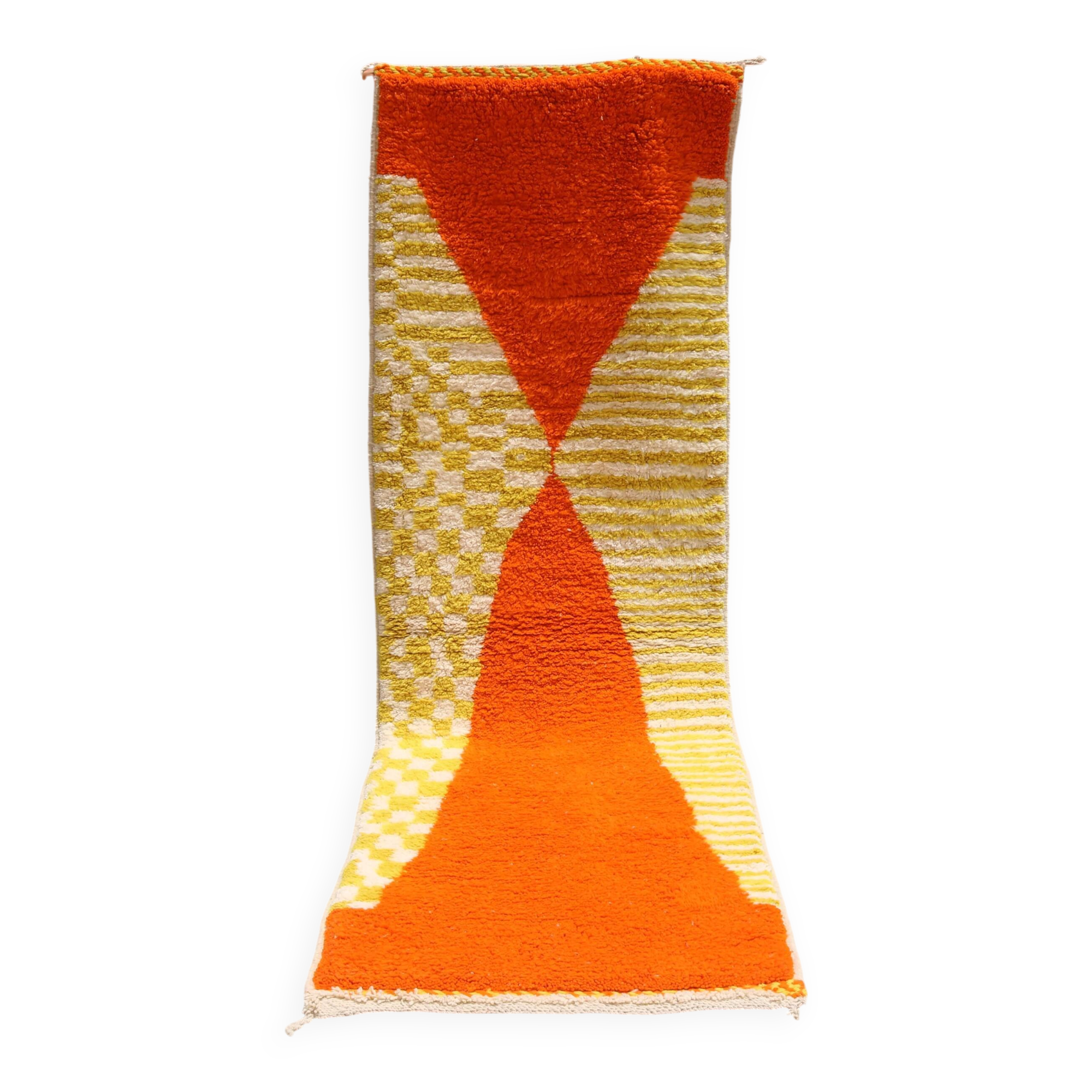 Handwoven coloured wool rug, 300 x 95 cm - R310