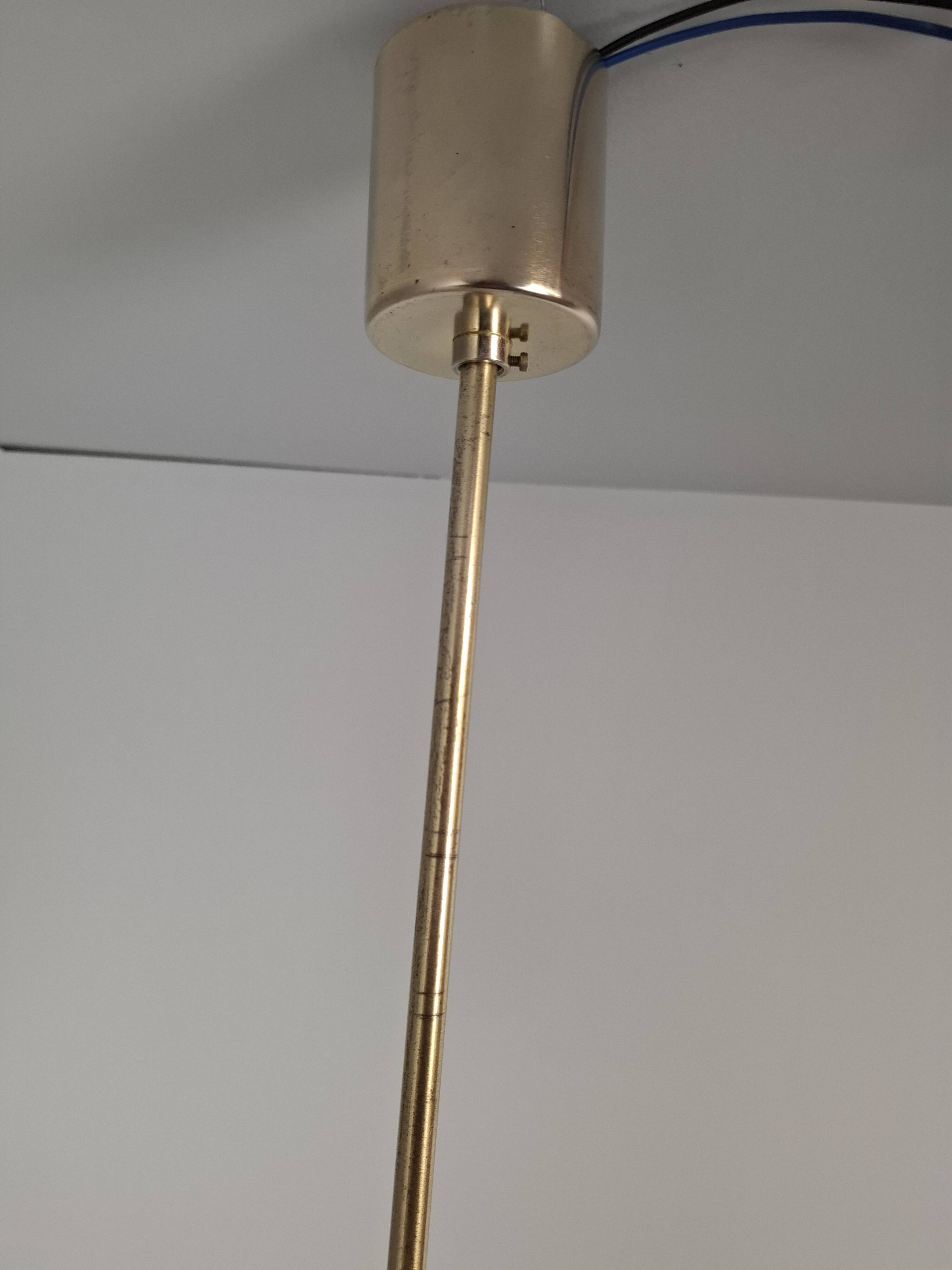 Czechoslovak Midcentury Modern Pendant Lamp in Textured Glass and Brass, 19