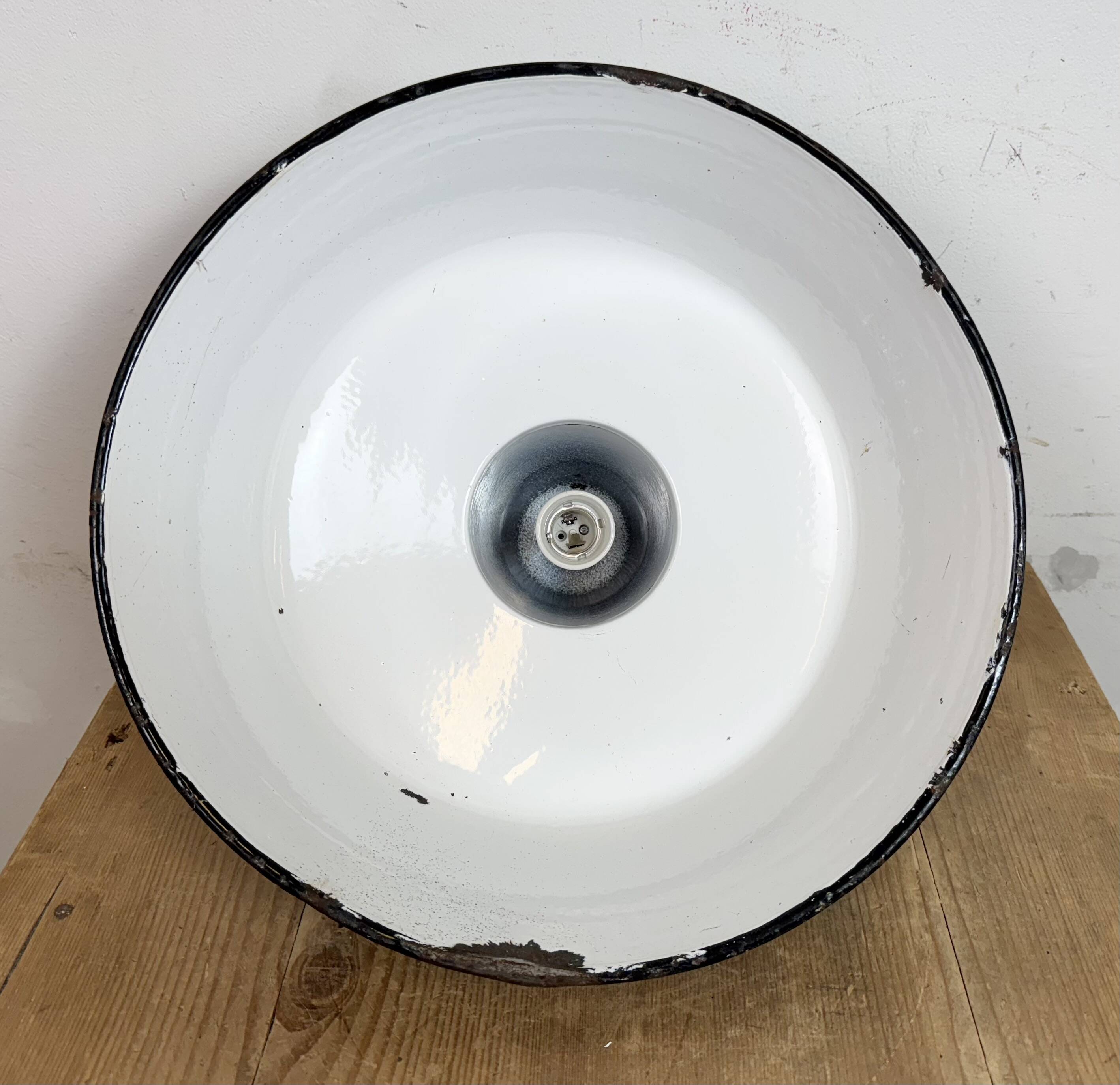 Large Industrial Petrol Enamel Factory Pendant Lamp, 1960s