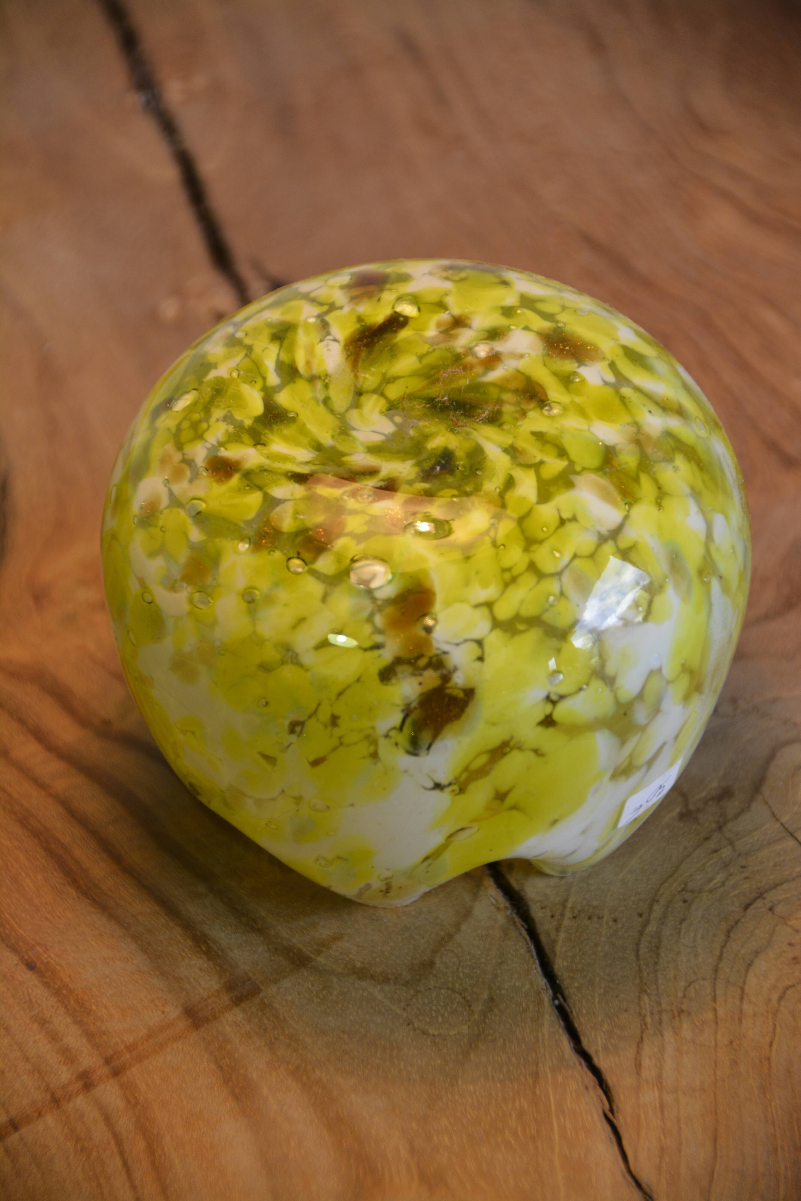 Yellow and white glass jar