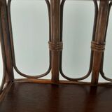 Vintage - set of 2 shelves of wooden floor, bamboo and rattan - 3 levels- retro 80s