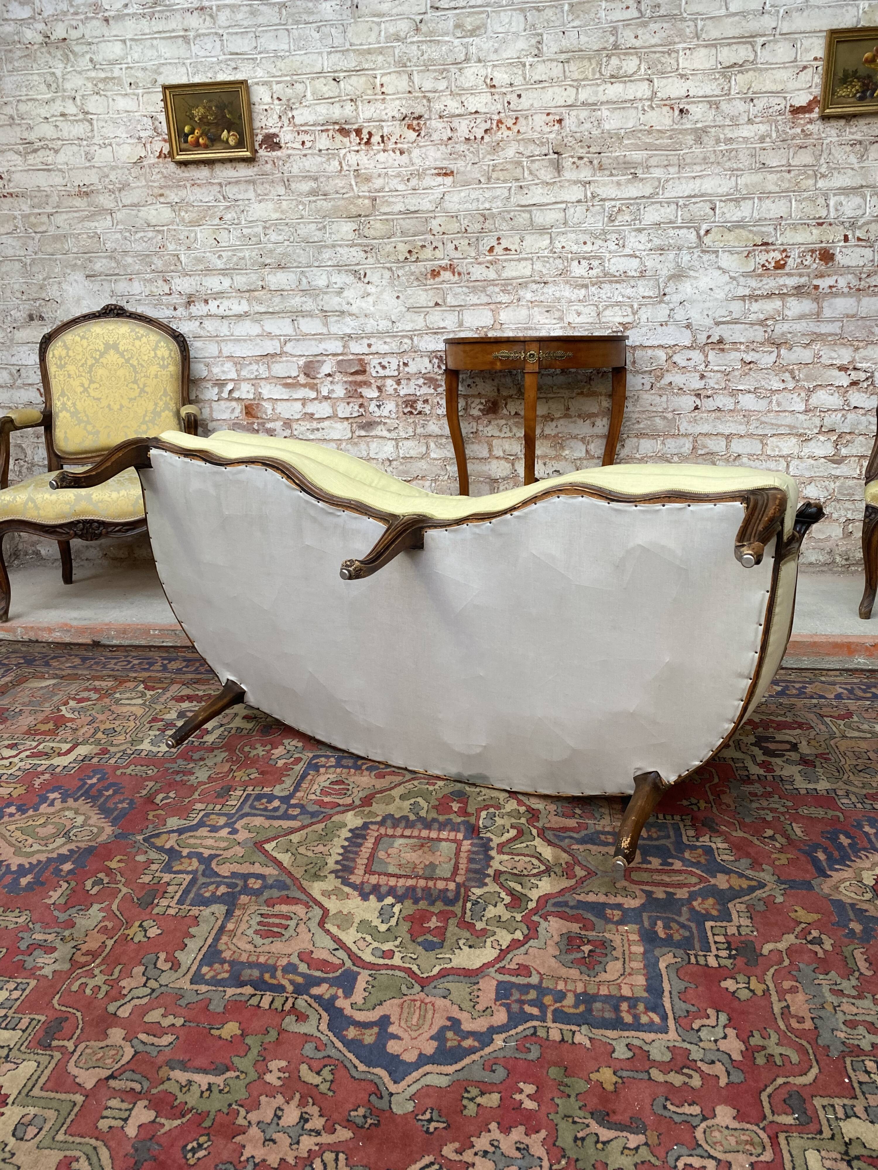 Sofa in natural wood style Louis XV XIX th century