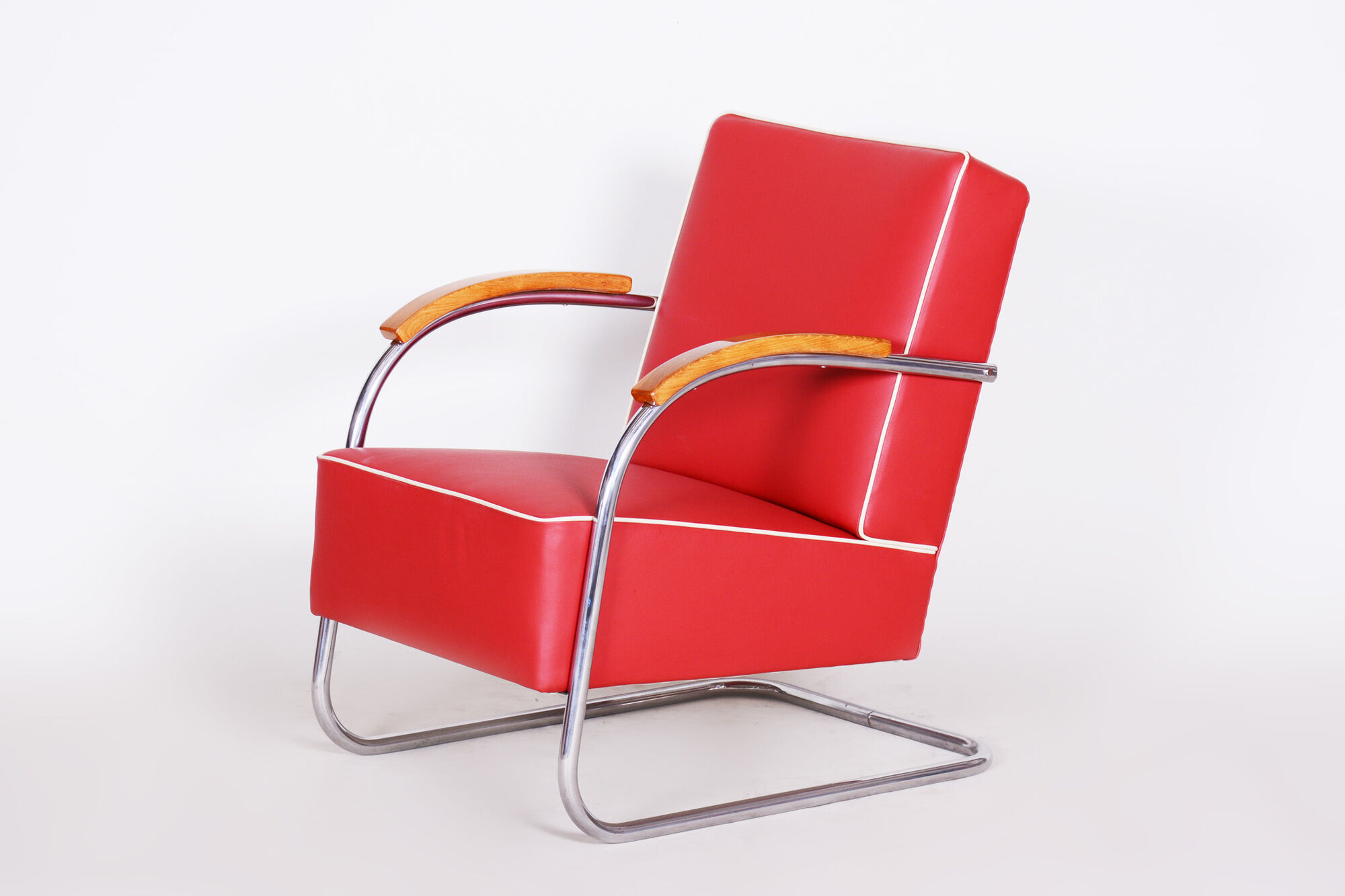 Red Mucke Melder armchair - 1930s Czechia