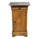 19th-century bedside table in walnut, oak, and marble top.