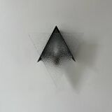 Vintage geometric wall lamp, black metal and glass, France 1950