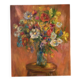 oil on canvas "Bouquet on orange background", signed