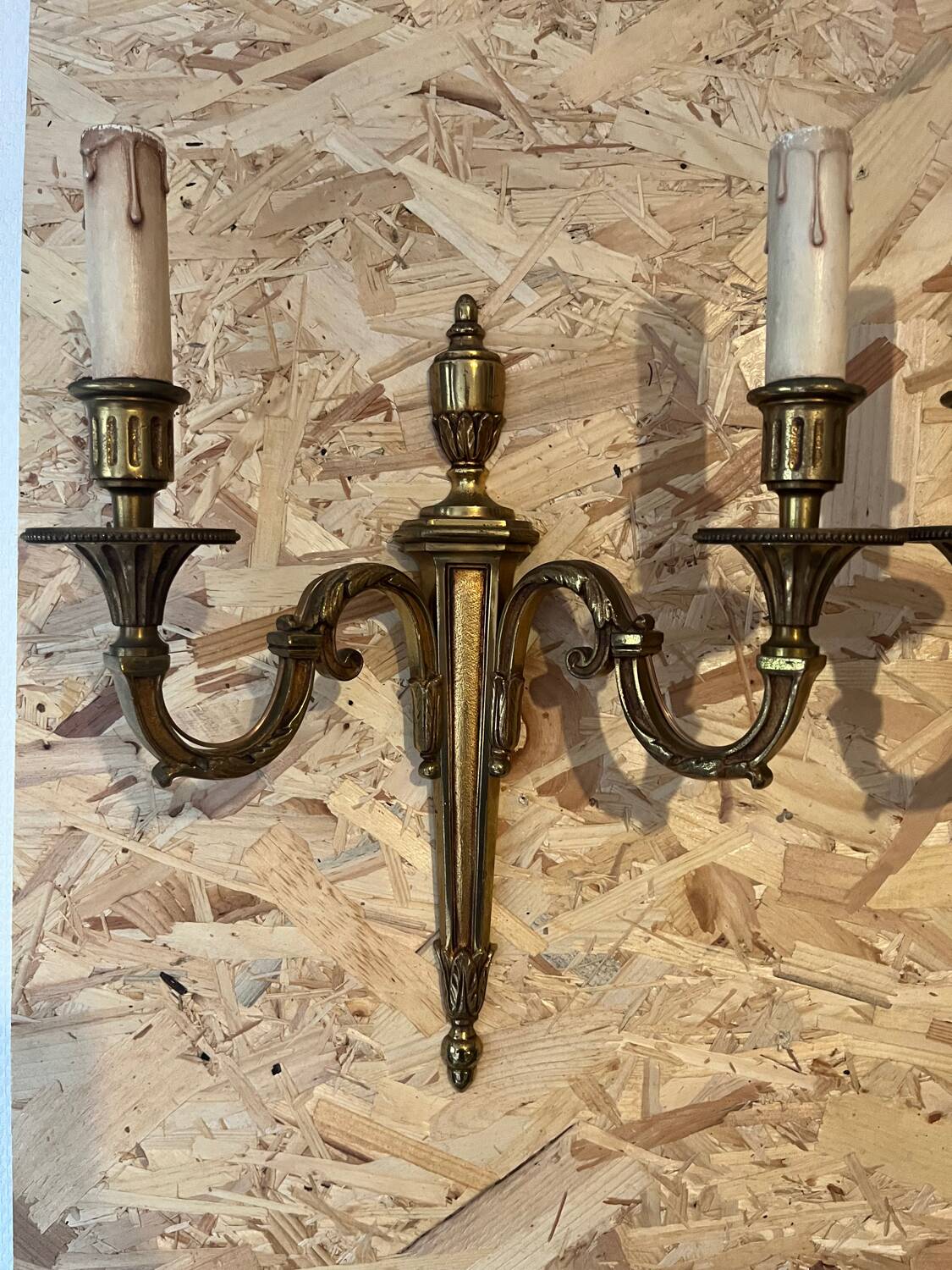 Pair of Empire style bronze wall lights