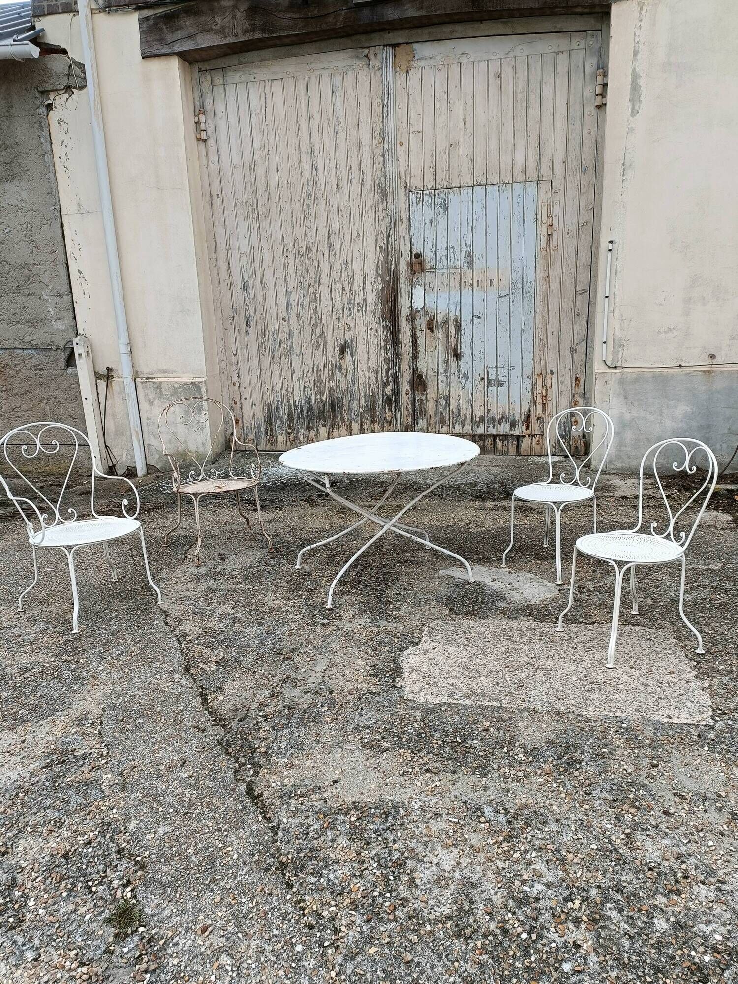 Garden furniture wrought iron old vintage xxeme