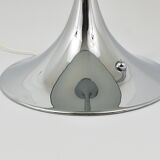 Rare Panthella table lamp by Verner Panton with a chrome base and grey shade.