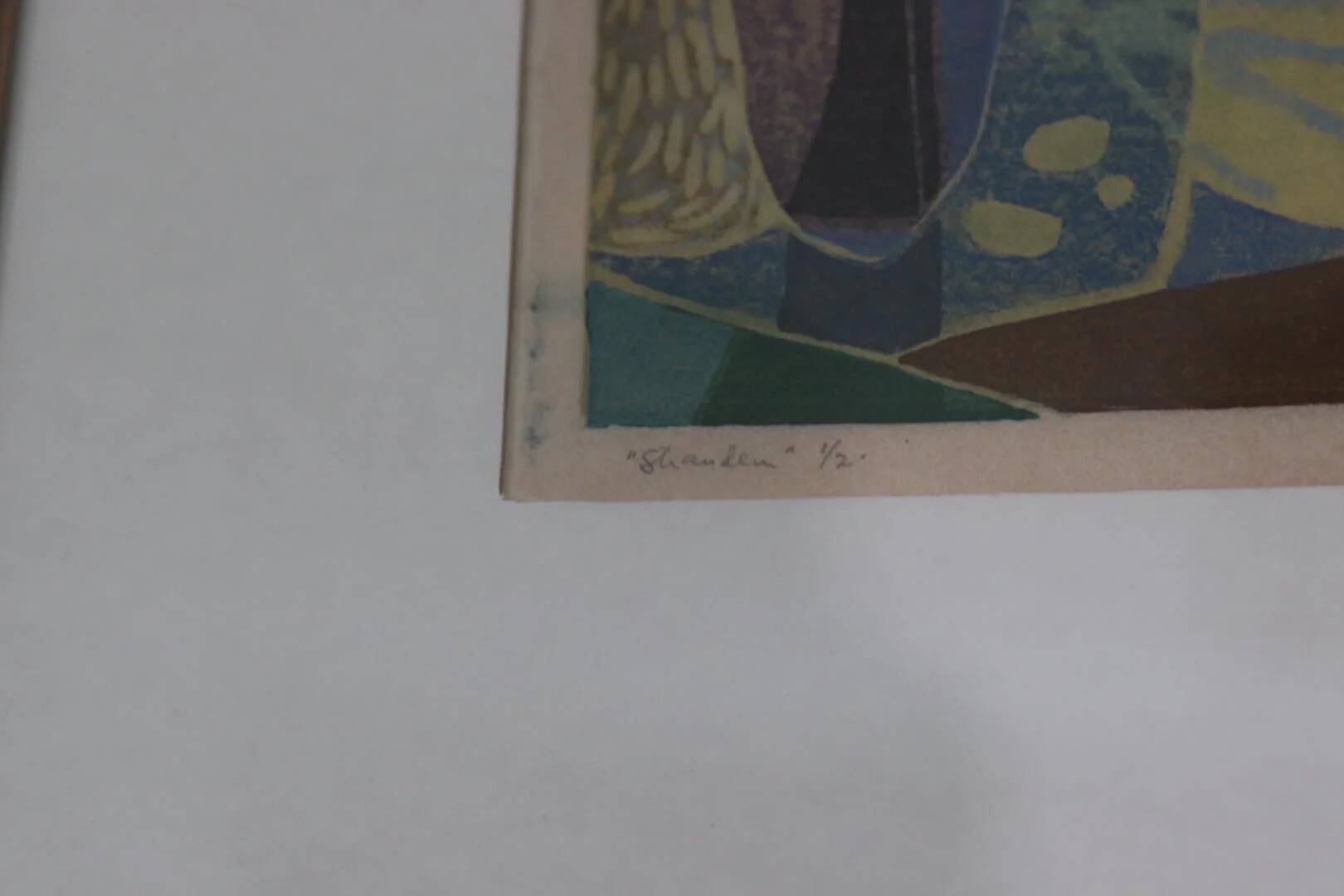 Huile glacée suédoise sur panneau – « Composition » par Frithjof Smit-Hald