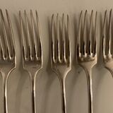 5 old table forks in silver metal Félix Frères