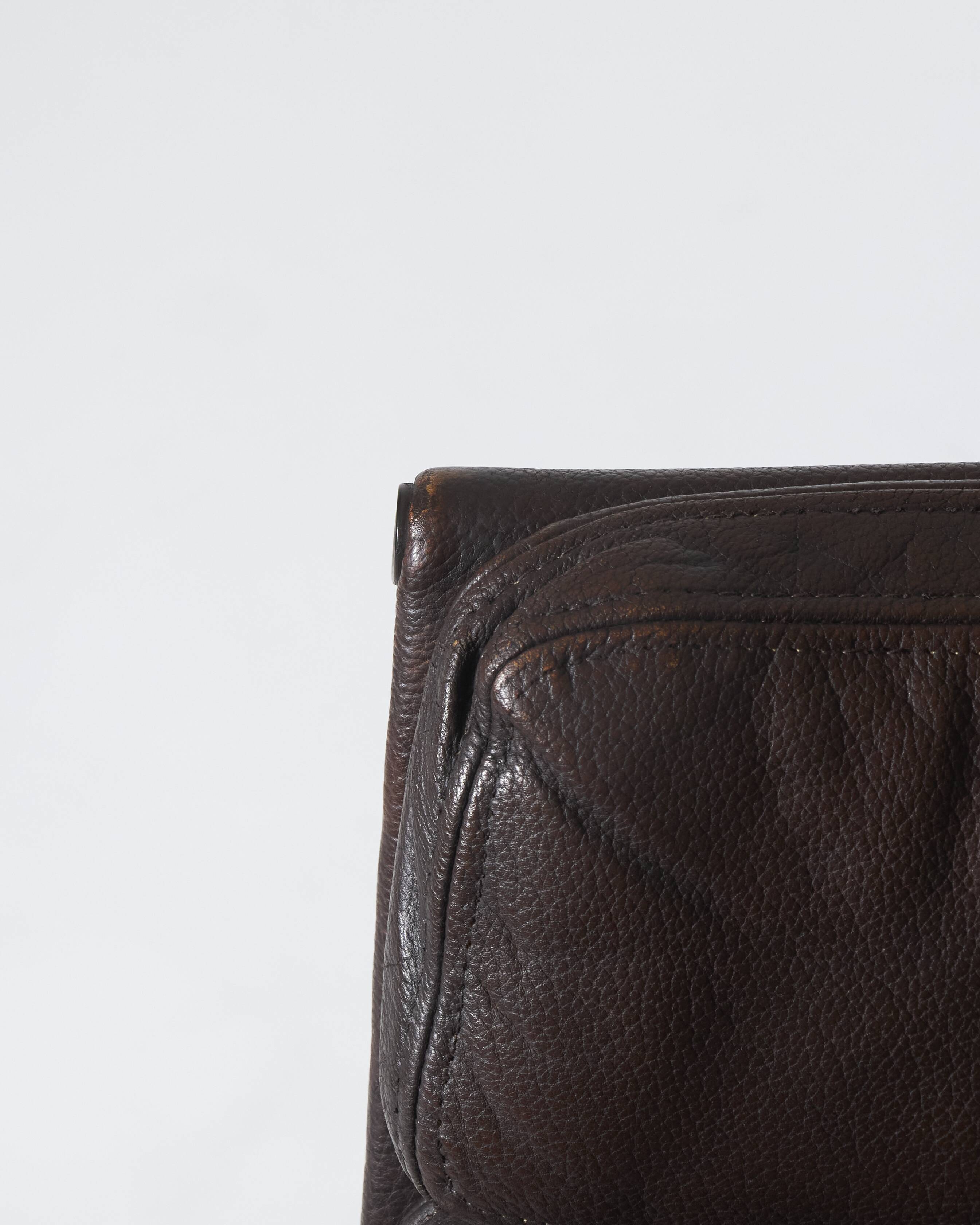 Pair of brown leather sofa pads, Herman Miller, 1970s