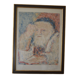 Lithographie originale signée antoine arlandis ( 1946 ) " le rabin "