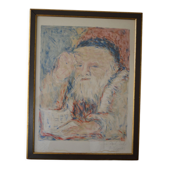 Original lithograph signed antoine arlandis ( 1946 ) " le rabin "