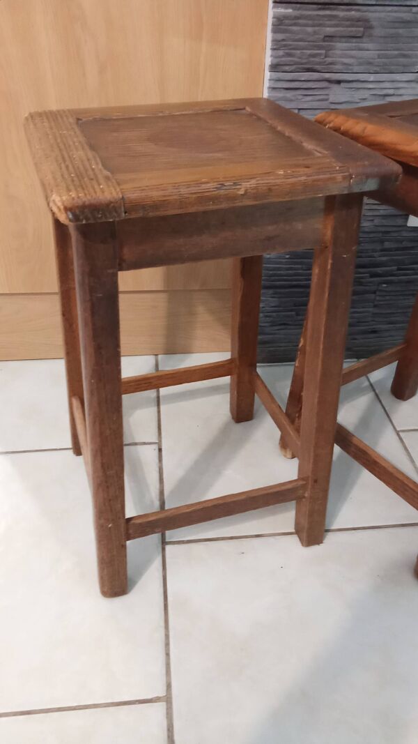Paire tabouret en bois vintage époque reconstruction année 40 50
