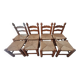 4 chairs and stools, brutalist art, straw and wood
