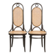 Set of 2 original vintage Thonet design webbing dining chairs with bentwood