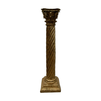 Torso column with Corinthian capital in wood and gilded stucco XX century