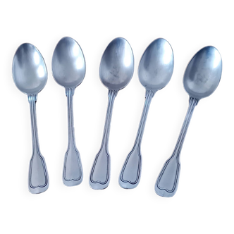 Set of 5 Small Silver Mocha Spoons Metal White Alloy Goldsmith SFAM