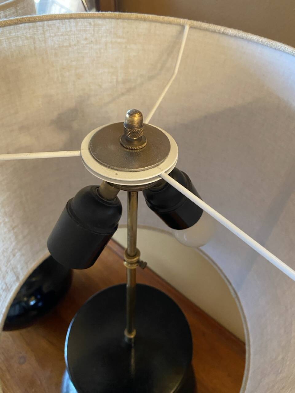 Pair of vintage modernist black lamps from the 1970s.
