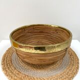 Corbeille en bambou et laiton des années 70