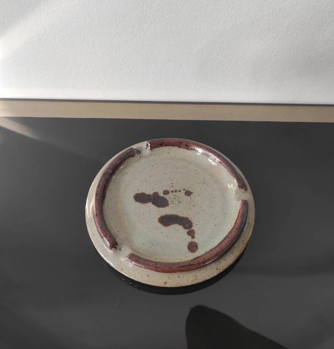 Vintage enamelled stoneware ashtray