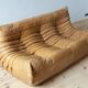 3-seater Togo camel leather sofa