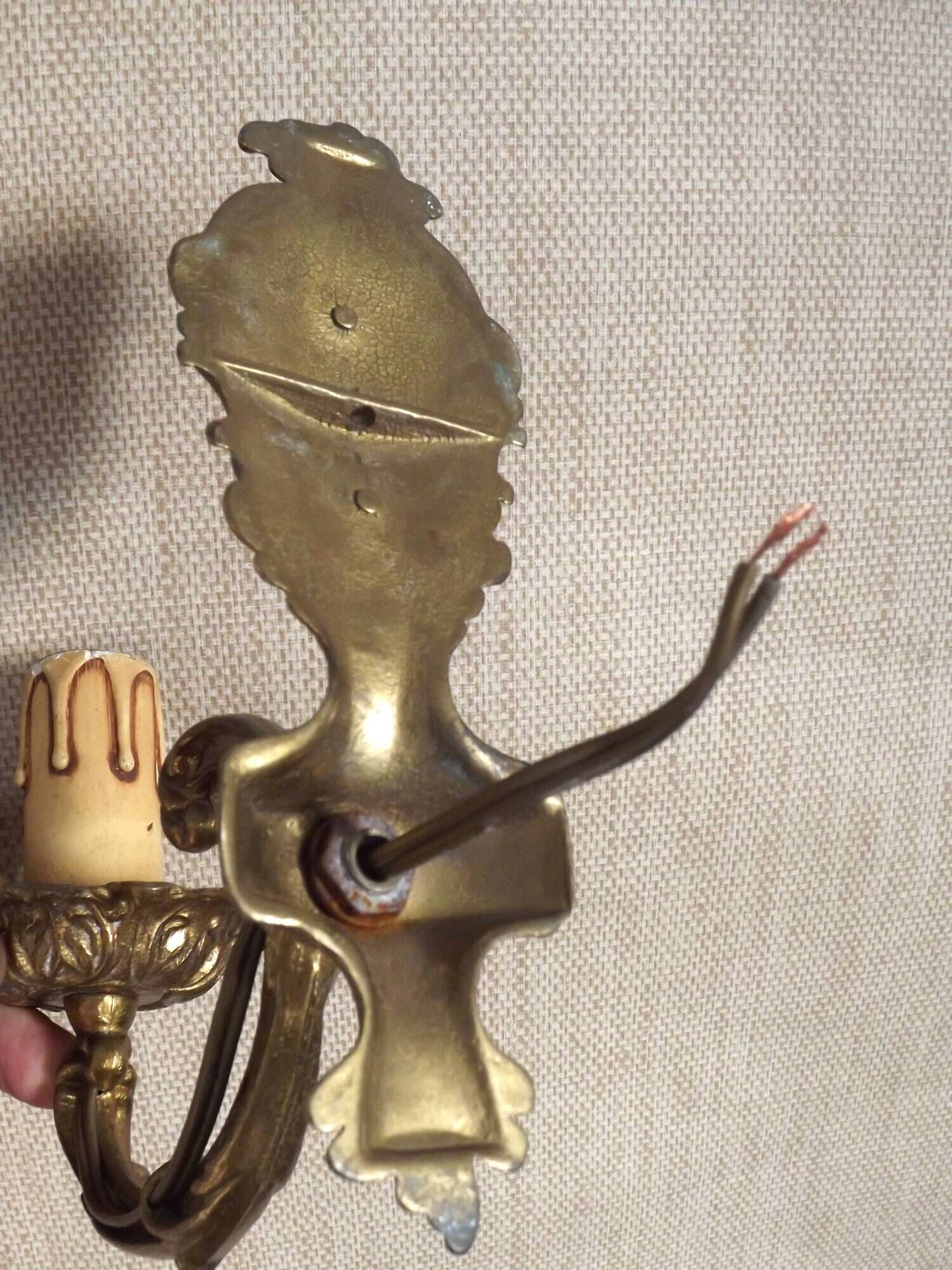 Pair of french vintage gilt bronze traditional style single wall lights 5113