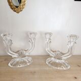 Pair of glass candle holders