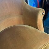 Vintage mustard yellow velvet toad armchair