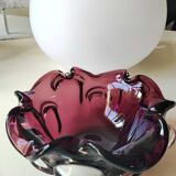 Empty pocket corolla/floral shape, in blown Murano Art glass. Vintage 70s. Purple tones