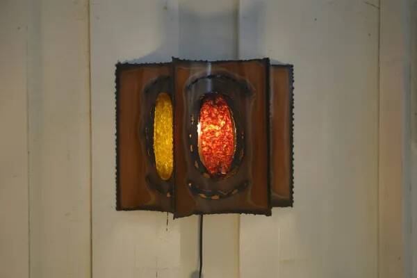 Accolay copper and resin wall light, 1950s