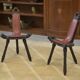 Paire de tabourets tripodes brutalistes en pin 1950’s