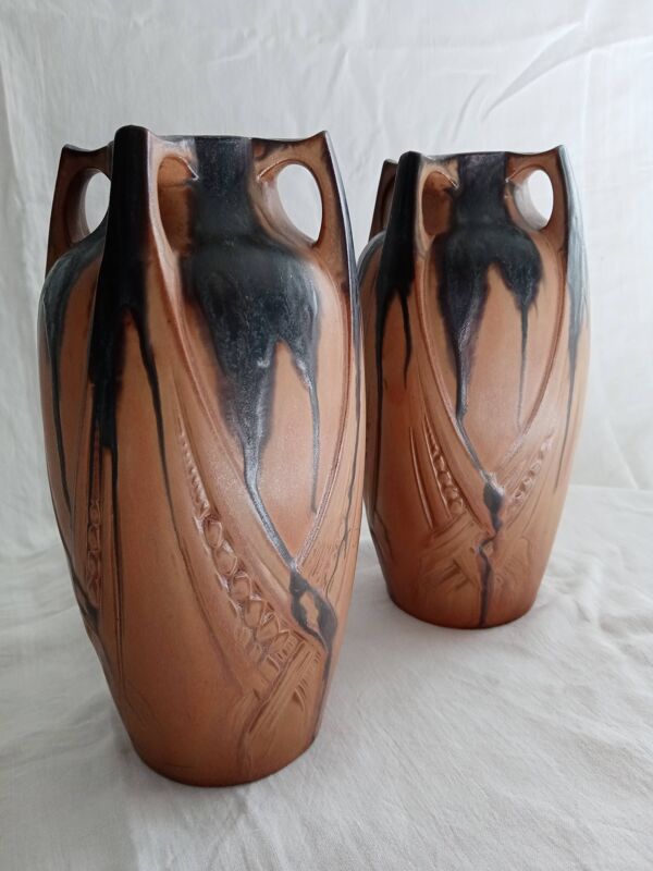 Paire de vase d'époque Art Déco signée Denbac