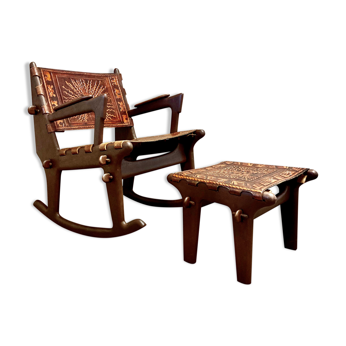 Rocking and Ottoman armchair Angel Pazmino 1960.